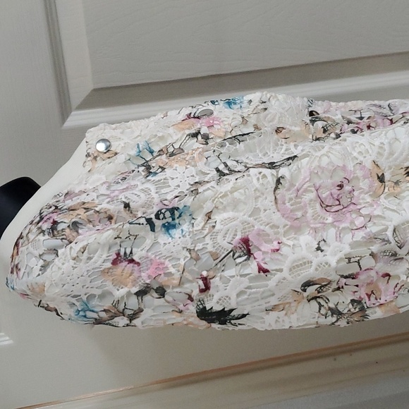 NANETTE NANETTE LEPORE ivory multi Floral crochet Lace Bomber Jacket size Medium - Picture 8 of 15